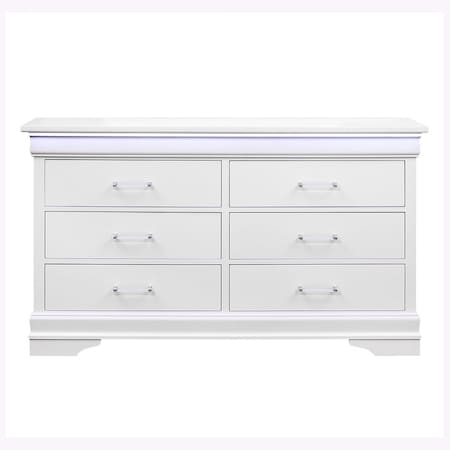 Global Furniture Usa Traditional Glam Crisp White W/ LED Charlie White Dresser With Led 734